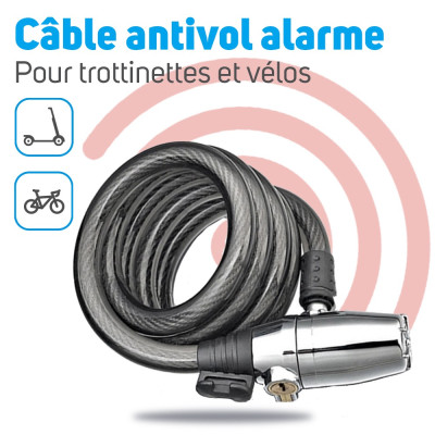 Cerradura de cable con alarma 110 dB - 120 cm
