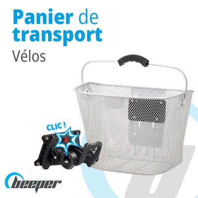 Cesta metálica blanca para patinetes y bicicletas