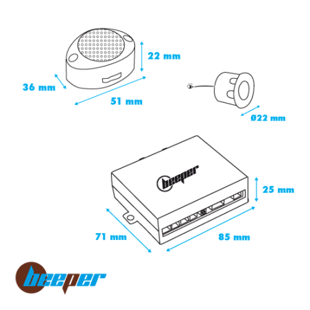 Radar de recul 4 capteurs avec buzzer • RVU-RR1