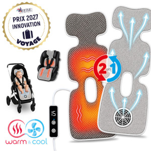 Coussin climatique bébé 2 en 1 chauffant & ventilé pour poussettes & sièges auto