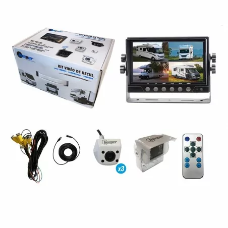 Kit vidéo quad • Écran LCD 7'' • 4 caméras • Câbles 15m  •  RW4QUAD