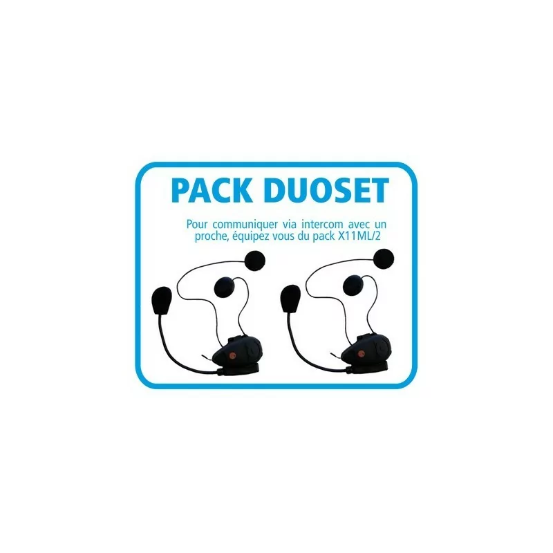 Pack DUOSET - 2 Kits mains-libres moto BLUETOOTH avec intercom • X11ML-2