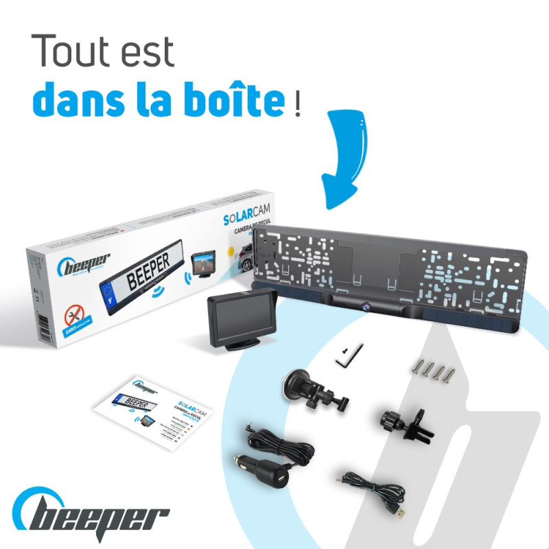 Caméra De Recul Solaire Sans Fil Avec écran 5" FHD - Magnétique, Batterie 5000 MAh, Pour Voiture, Camping-car, Remorque