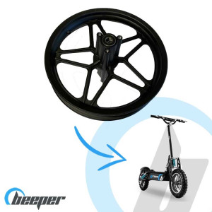 Rueda trasera montada incluyendo llanta + neumático + cámara para el scooter eléctrico BEEPER CROSS - FX1000-SP093
