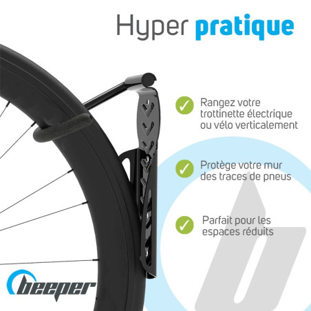 BEEPER Support mural plaque avec crochet pivotant Trottinette, vélo, 2  roues Lots - Lot de 1 pas cher 