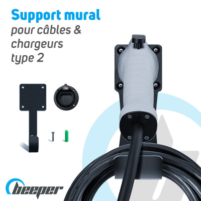 Support mural pour câbles & chargeurs de véhicules électriques & hybrides rechargeables - Type 2