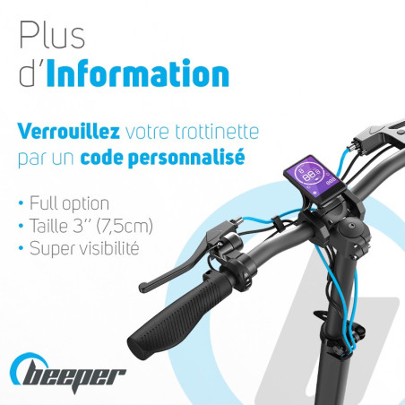 Trottinette électrique PRO + câble antivol offert - BEEPER -  Loisir-Plein-Air