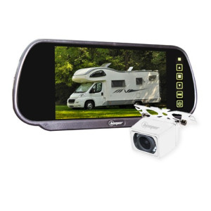 Reversing video kit with 7" rear view mirror screen (white camera) • CC1