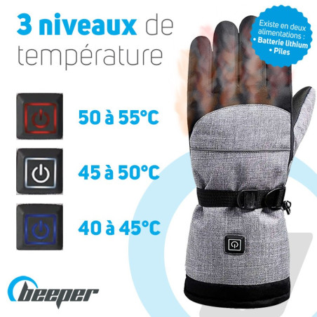 Gants chauffants Beeper à piles ou batterie - ME240