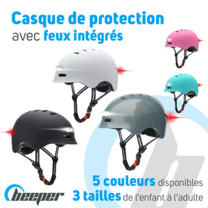 Casque avec feux avant et arrière intégrés