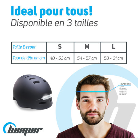 Casque pour enfants avec feux avant et arrière – taille S - Beeper