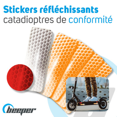 Stickers réfléchissants catadioptres de conformité pour trottinette électrique