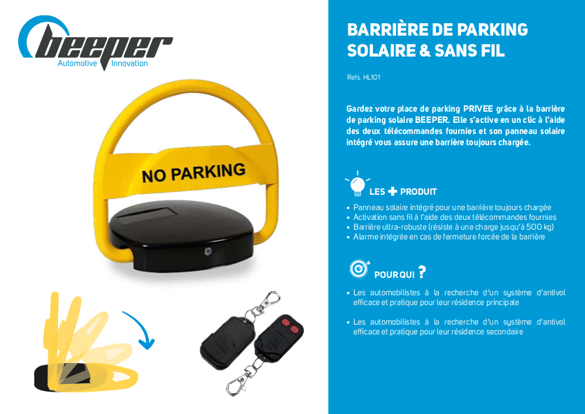 Barrière de parking solaire - Fiche produit