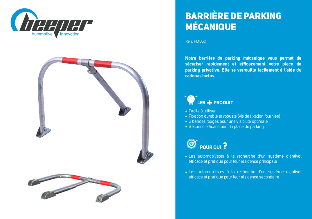 Fiche produit barrière de parking mécanique