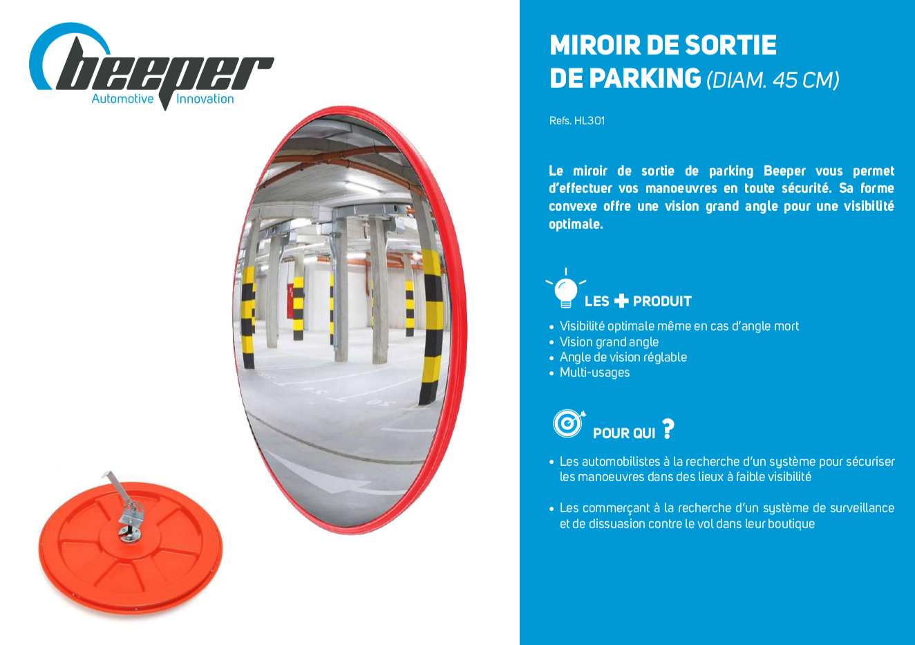 Miroir de sortie de parking convexe