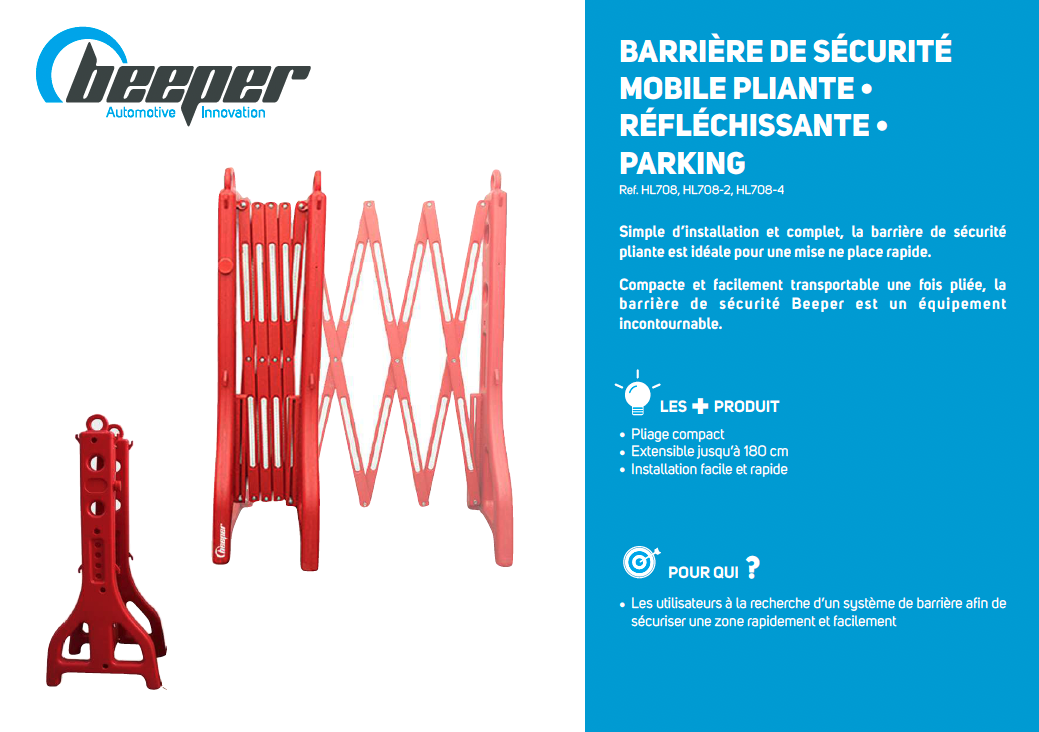 Barrière de sécurité rétractable extensible pour les parkings et