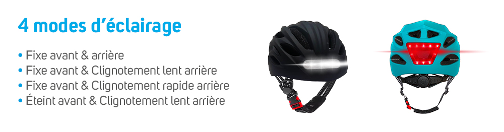 Casque avec LED avant & arrière pour Vélo, VTT, Trottinette électrique