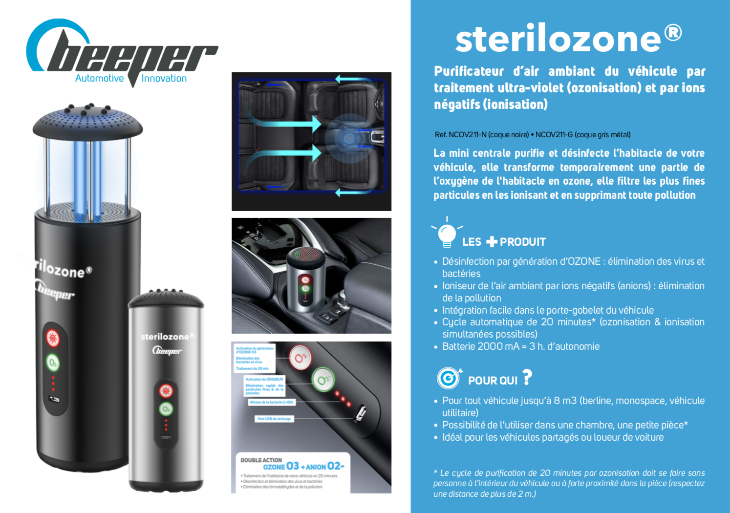 Sterilozone - Purificateur d'air & désinfection pour véhicule