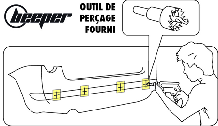 Radar de recul 4 capteurs avec buzzer & entrée vidéo RVU-RR1 BEEPER Pas  Cher 